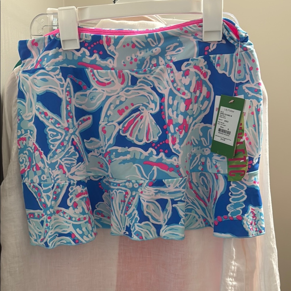 NWT Lilly Pulitzer luxletic Sierra skort, bay blue Into the Deep, size medium